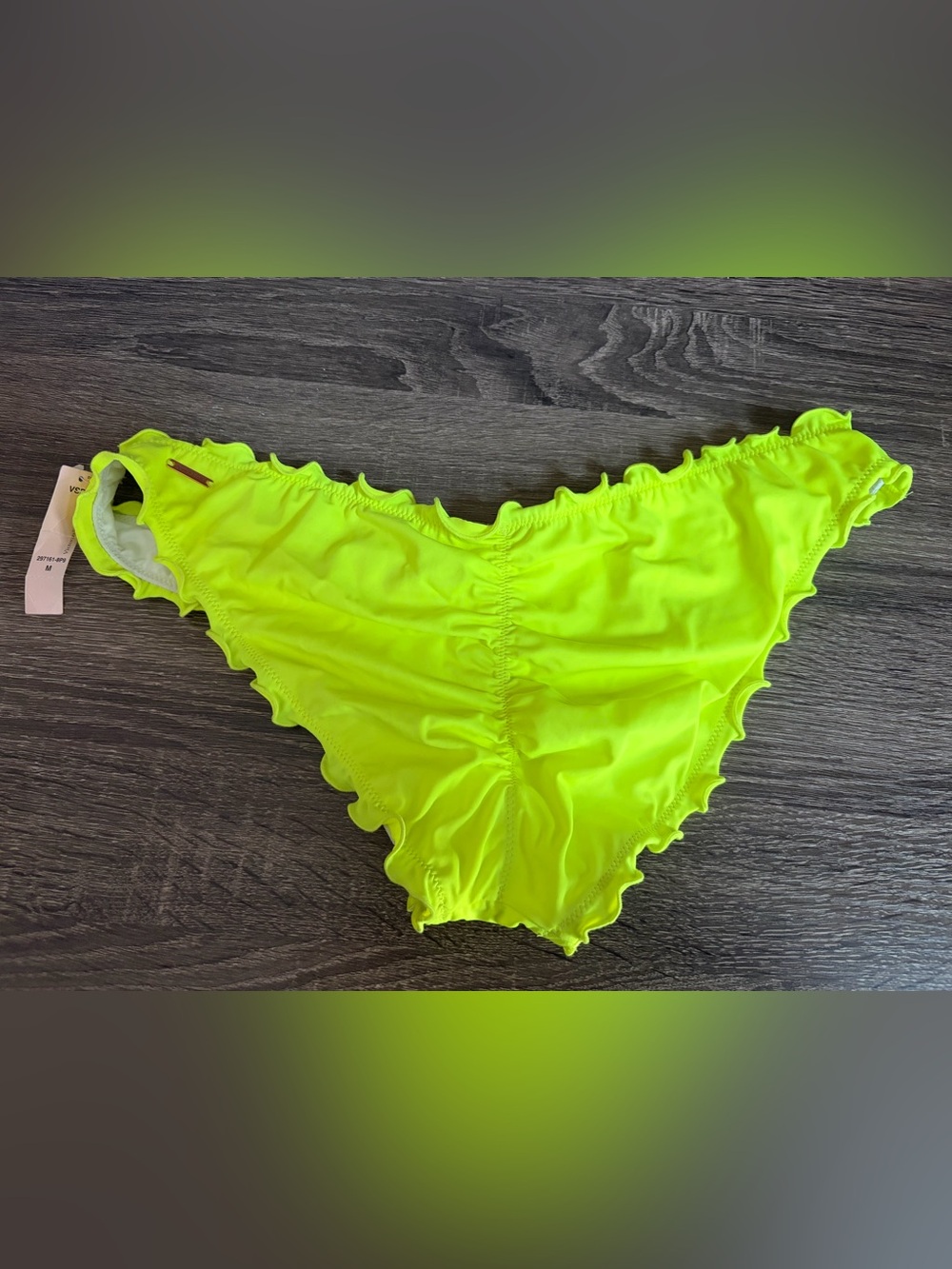 🆕 VICTORIA'S SECRET SWIM Ruched Cheeky Bikini Bottom In Neon Green Women’s Med
